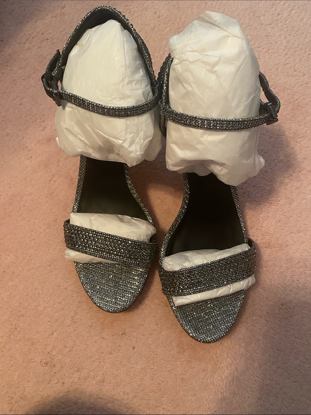 Michael Kors Gunmetal Glitter Ankle-Strap Sandals